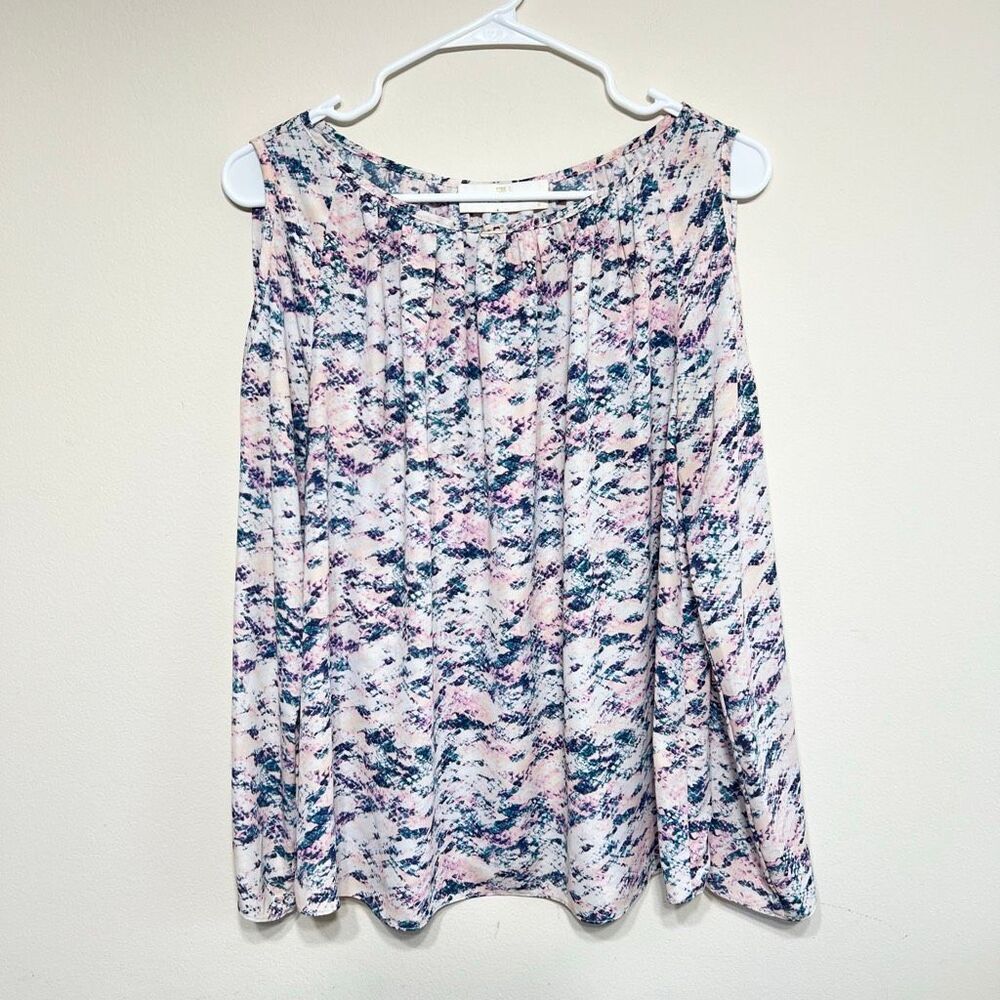 Amanda Uprichard Cold Shoulder Long Sleeve Blouse Colorful Medium